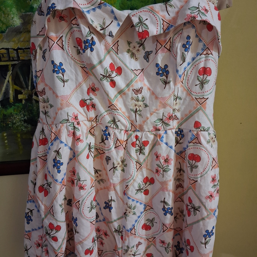TRIIX Fruit Medley Novelty Print Romper - Cherries Strawberries Blueberries - Co